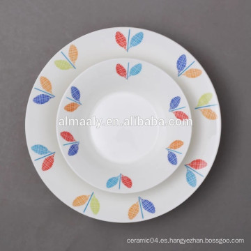 plato de porcelana blanca a granel, placa lateral